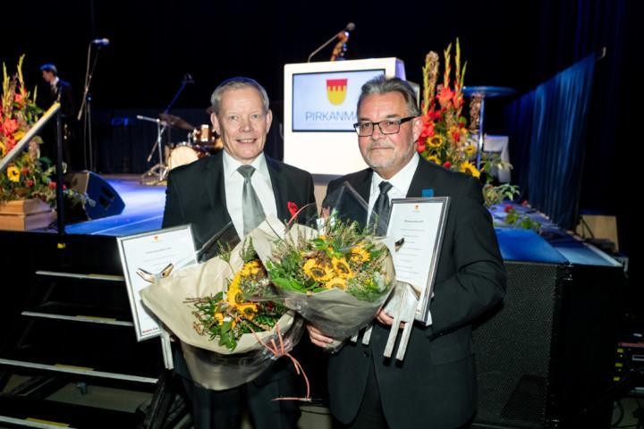 Pirkanmaan palkinnon 2020 saajat Harri Kallio ja Sakari Ermala.